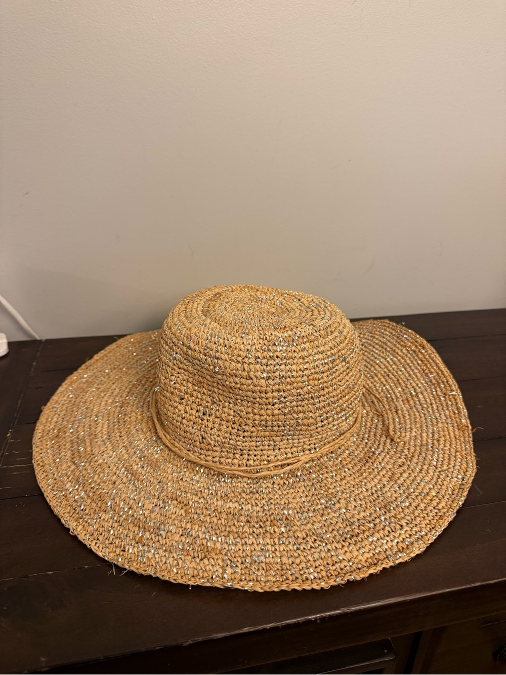 Scala Collezione Raffia Wide Brim Sun Hat Natural Silver One Size